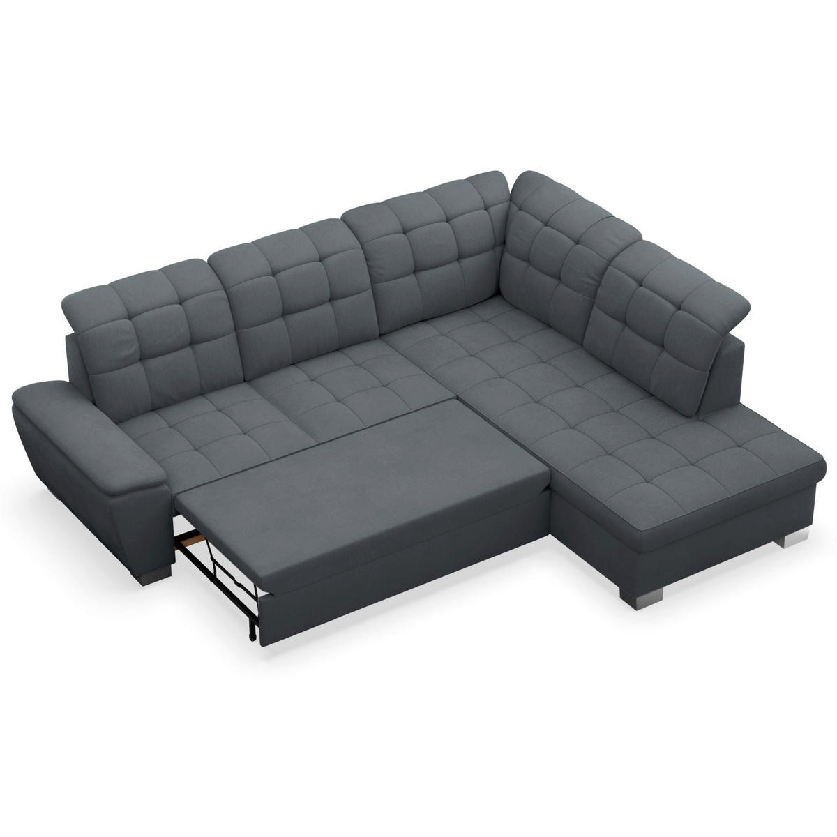 ECKSOFA Jamaal Dunkelgrau rechtsseitig - Dunkelgrau/Schwarz, Textil (212/258cm) - Selsey