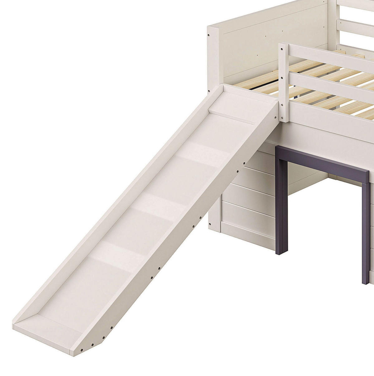 HOCHBETT 90/200 cm aus Kiefer und MDF mit Rutsche und 3 Schubladen Creme - Weiß, Holzwerkstoff (90/200cm) - Modenvie