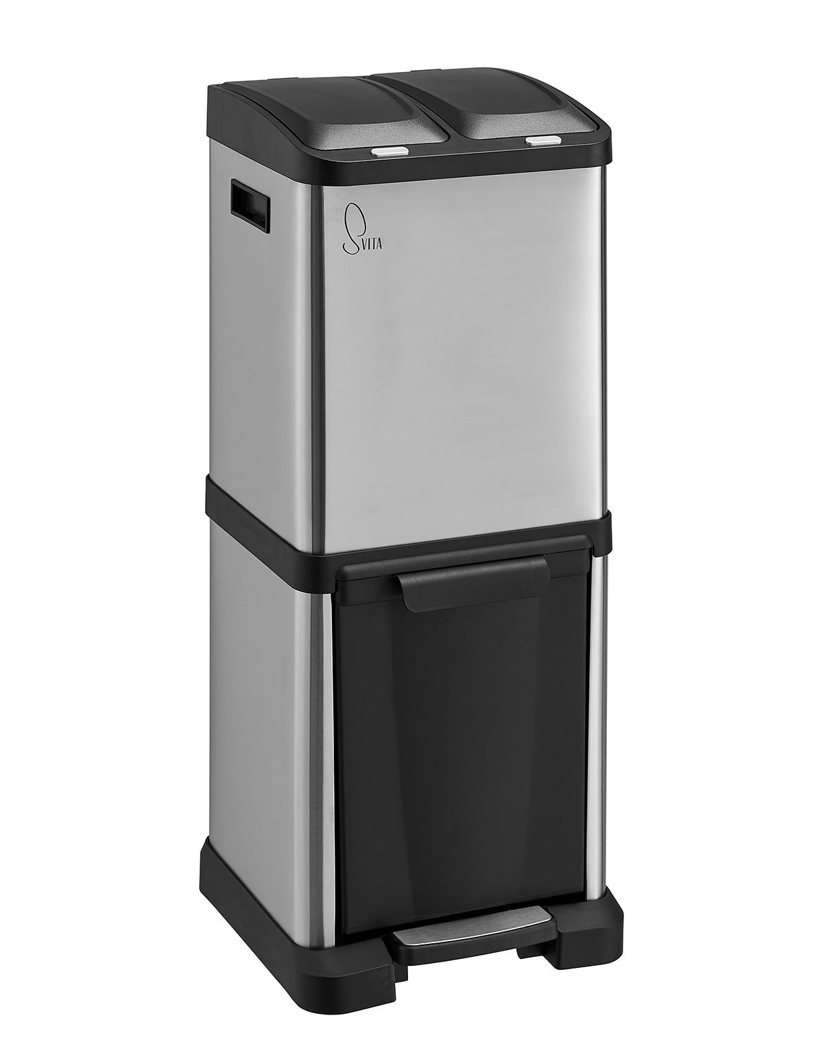 MÜLLEIMER 3XCombo - Silberfarben, Metall (33/77/33cm) - SVITA