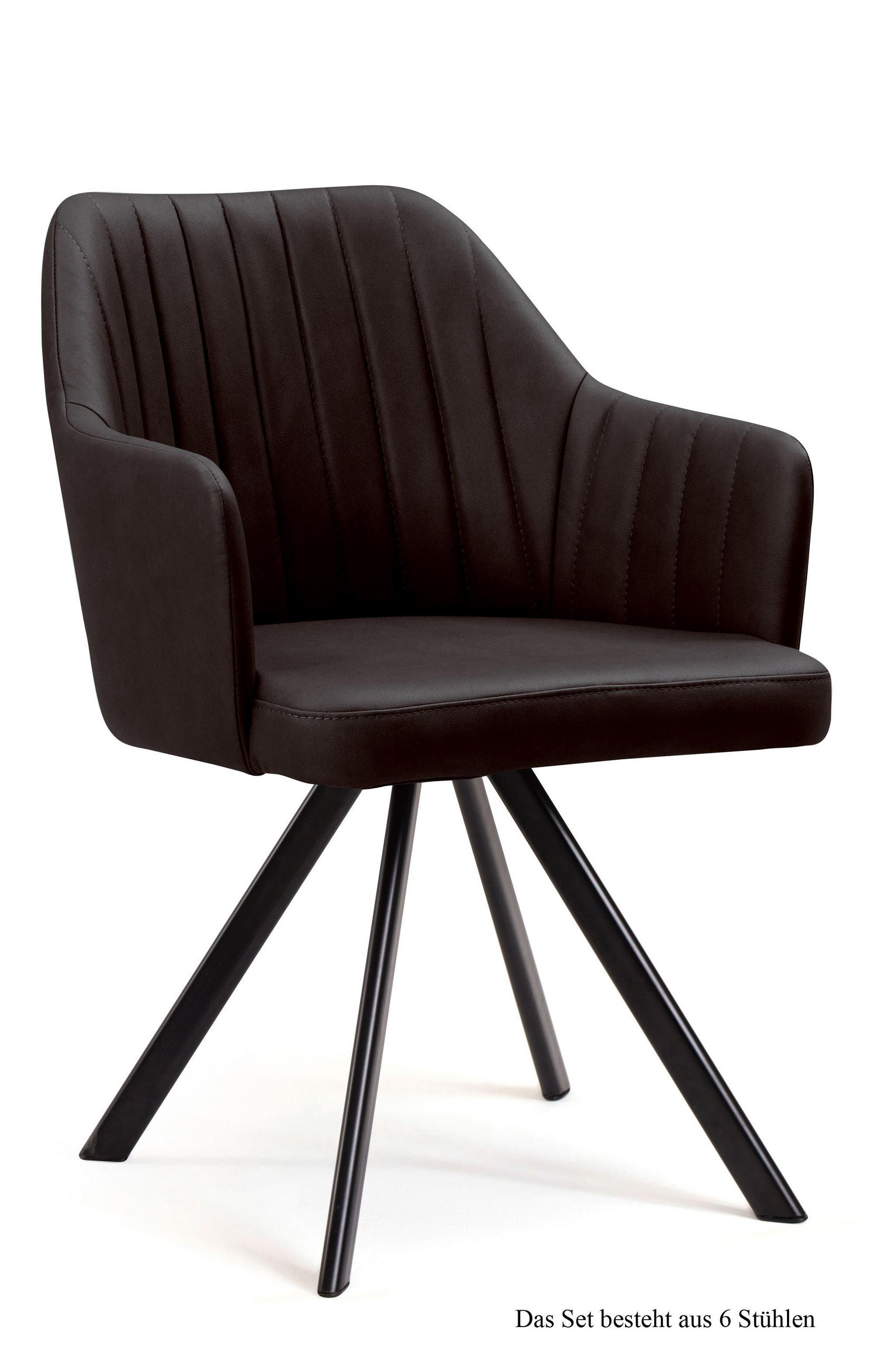 ARMLEHNSTUHL drehbar (6er-Set) Dhana 58x81x60 Schwarz/Espresso - Dunkelbraun/Schwarz, Kunststoff (60/81/58cm) - 58aufmkessel
