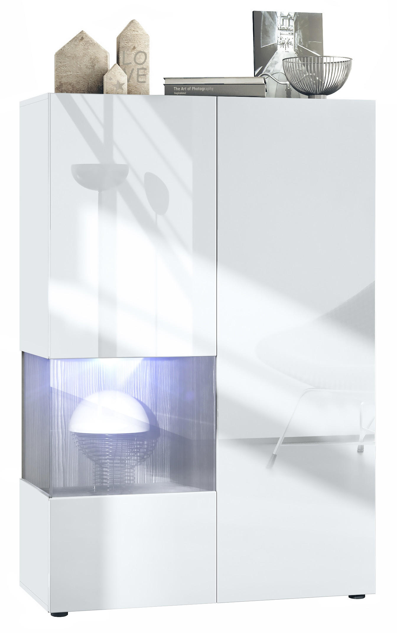 VITRINE Morena Einsatz in Avola-Anthrazit - Anthrazit, Holzwerkstoff (91.5/136.5/37cm) - Vladon