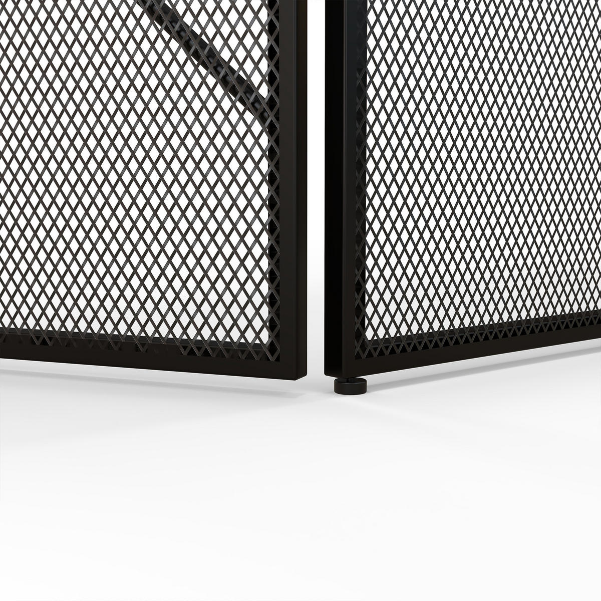 KAMINSCHIRM DE-17040 3 klappbare Paneele mit geometrischem Design Schwarz - Schwarz, Metall (1.2/85/135cm) - ComfortXL