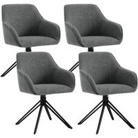 ESSZIMMERSTUHL 4er Set, drehbar, Bouclé, Cord, Dunkelgrau - Dunkelgrau/Schwarz, Textil/Metall (58/82/53.5cm) - Woltu