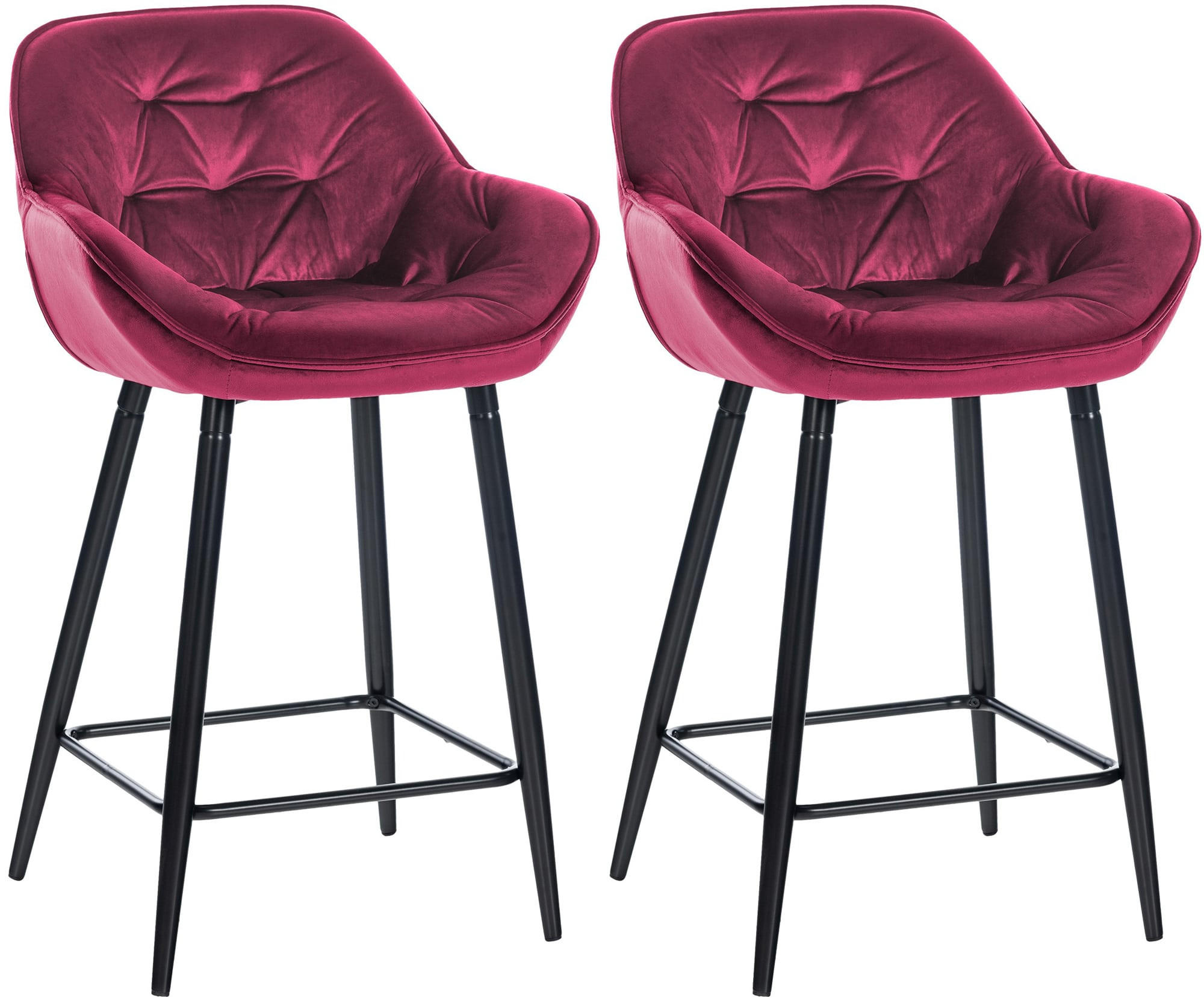 BARHOCKER 2er Set Samt lila - Lila/Schwarz, Textil/Metall (54/103/57.5cm) - CLP
