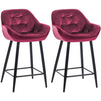 BARHOCKER 2er Set Samt lila - Lila/Schwarz, Textil/Metall (54/103/57.5cm) - CLP