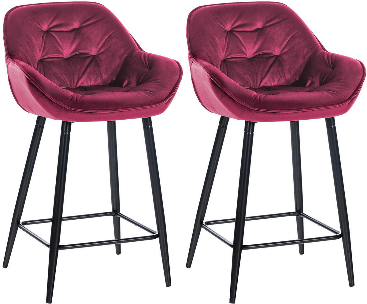 BARHOCKER 2er Set Samt lila - Lila/Schwarz, Textil/Metall (54/103/57.5cm) - CLP