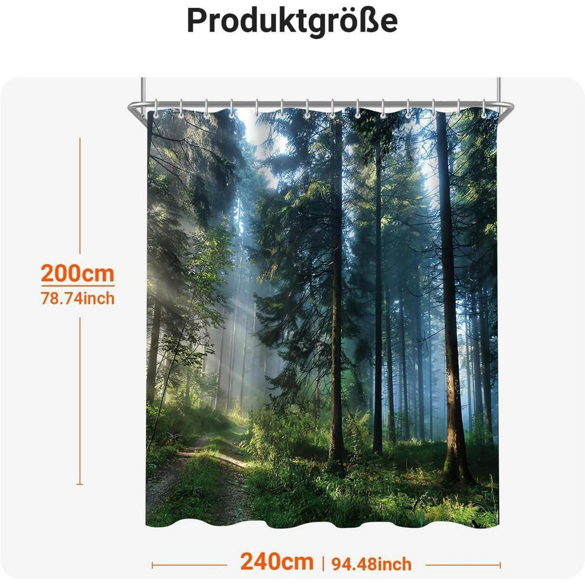 DUSCHVORHANG Wald Dschungel 240 x 200 cm - Grün, Textil (240/200cm)