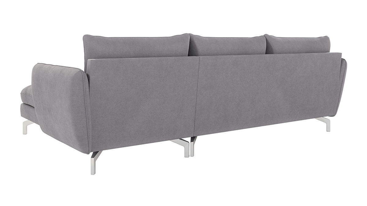 ECKSOFA Elou Grau Microfaser - Chromfarben/Grau, Holz/Textil (261/167cm) - S-Style Möbel