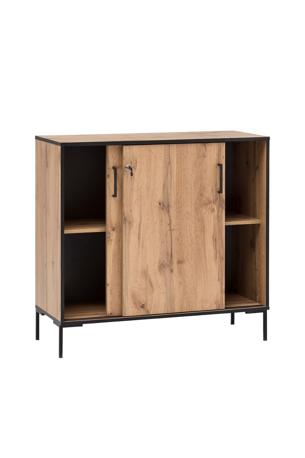 SCHIEBETÜRENSCHRANK Panda 96x100x41 cm 2 Fächern & 2 Schiebetüren Eiche - Eichefarben, Holz (100/96/41cm) - PROREGAL