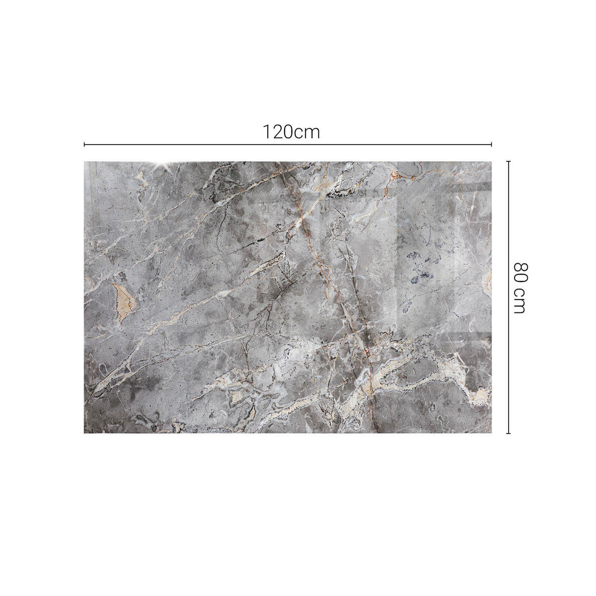 TISCHPLATTE 120x80 cm Naturmarmor Optik - Dunkelgrau, Glas (0.4/120/80cm) - TULUP