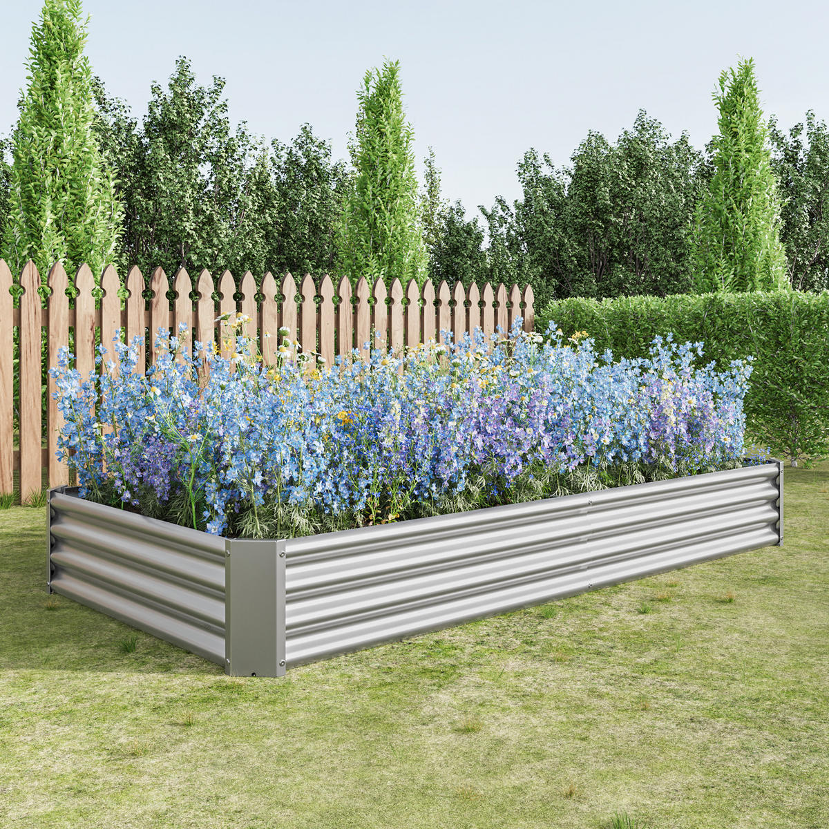 HOCHBEET Metall, silberfarben, 232x113,5x30 cm, rostfest - Grau, Metall (232/30/113.5cm) - Biohort