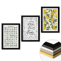 WANDBILDER 3er-Set - 20x30 cm Schwarzer Rahmen - Bemalte Zitronen-Küchenkräuter - Schwarz, Kunststoff (20/30cm) - ArtPrintCave