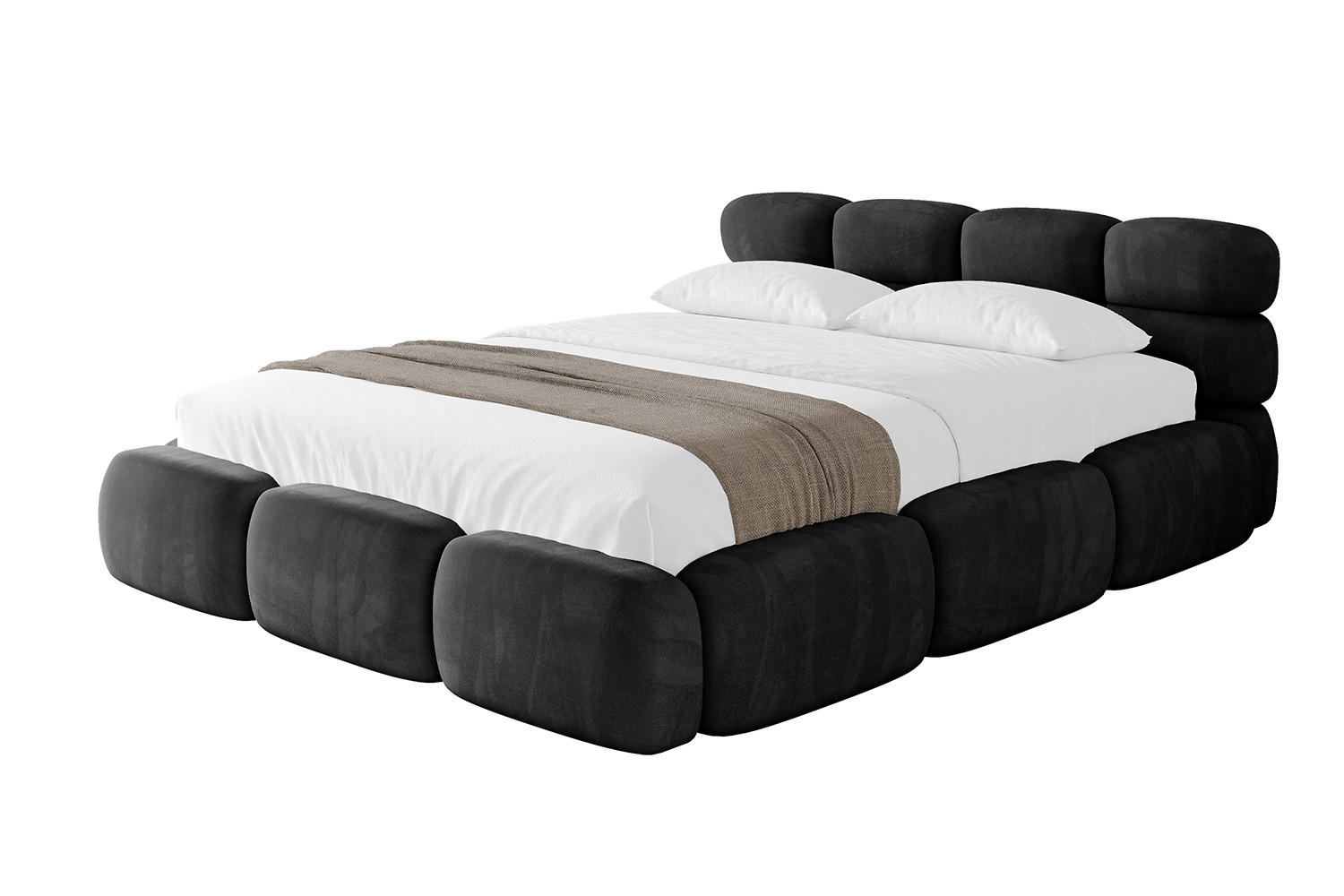 POLSTERBETT mit Bettkasten und Lattenrost, Boxbett ohne Matratze - NOMA 180x200 Schwarz - Schwarz, Holzwerkstoff/Textil (180/200cm) - ALTDECOR