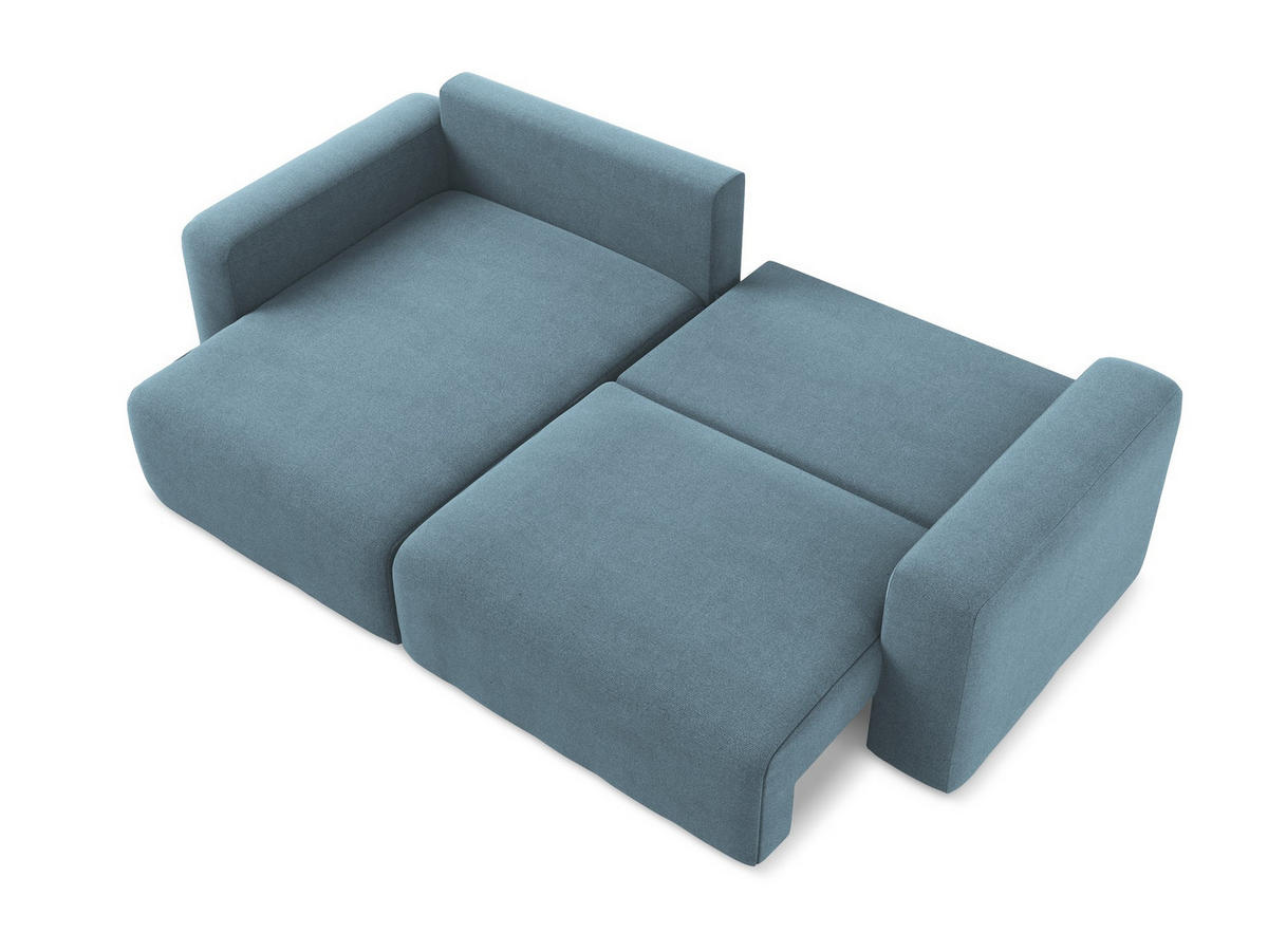 ECKSOFA mit Schlaffunktion links Strukturstoff Stoff Blau - Blau/Schwarz, Kunststoff/Textil (149/244cm) - Makamii