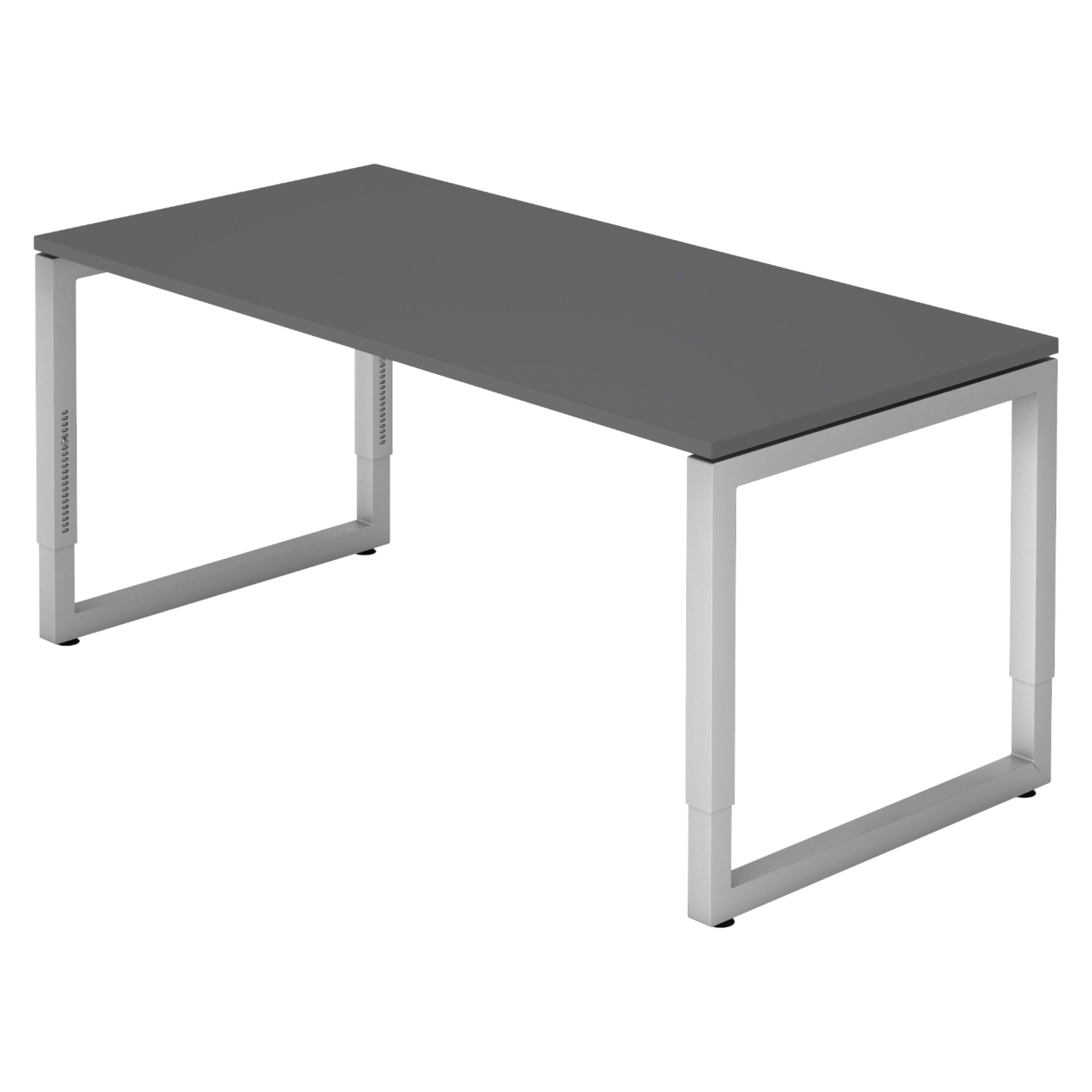SCHREIBTISCH Serie-R 80/160/74 cm in Graphitfarben/Silberfarben - Silberfarben/Graphitfarben, Holzwerkstoff (80/160/74cm) - bümö