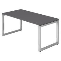 SCHREIBTISCH Serie-R 80/160/74 cm in Graphitfarben/Silberfarben - Silberfarben/Graphitfarben, Holzwerkstoff (80/160/74cm) - bümö