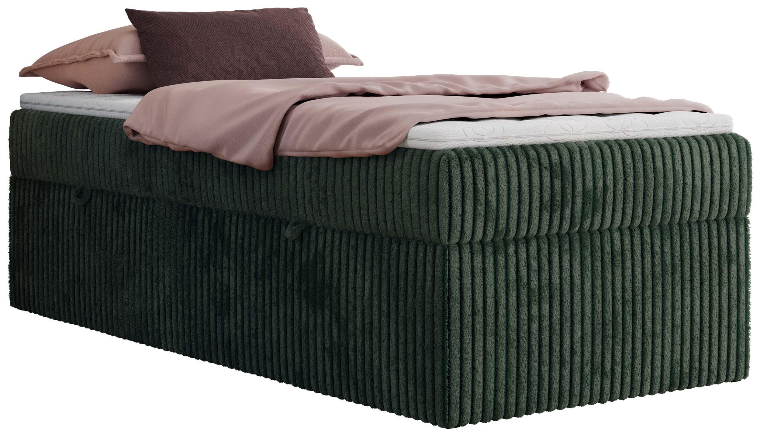 BOXBETT ZERO 90/200 - Dunkelgrün Cord - H3 - Topper T25 - Dunkelgrün, Textil (90/200cm) - MKS