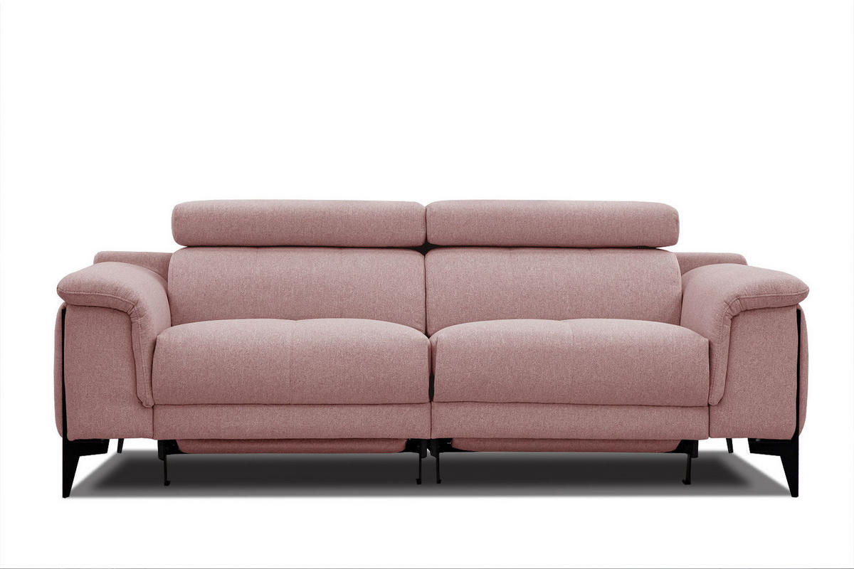 RELAXSOFA MATERA 3-Sitzer mit 2 Relaxfunktionen, hellrot - Hellrot/Schwarz, Holzwerkstoff/Textil (212/82/103cm) - Courtois Laville