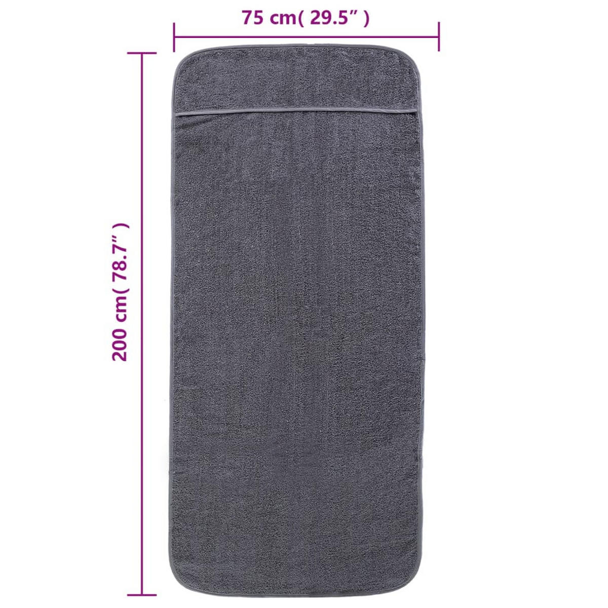 STRANDTÜCHER 2-tlg. 75/200 cm aus Stoff 400 GSM Anthrazit - Anthrazit, Textil (75/200cm) - vidaXL