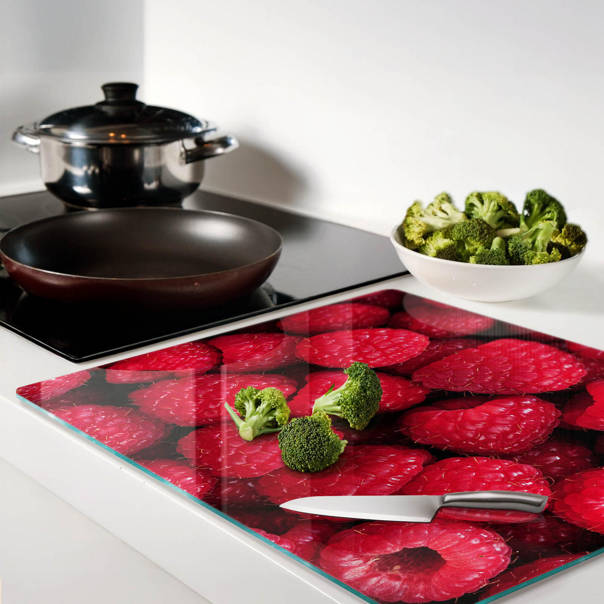 GLASPLATTE 60x52 cm Himbeeren - Rot, Glas (60/0.4/52cm) - TULUP