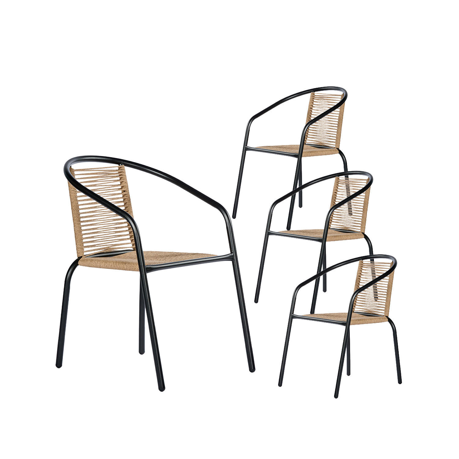 GARTENSTUHL Sakda Schwarz 52 cm x 74 cm 4er-Set - Schwarz, Metall (52/74/66cm) - Klast Home