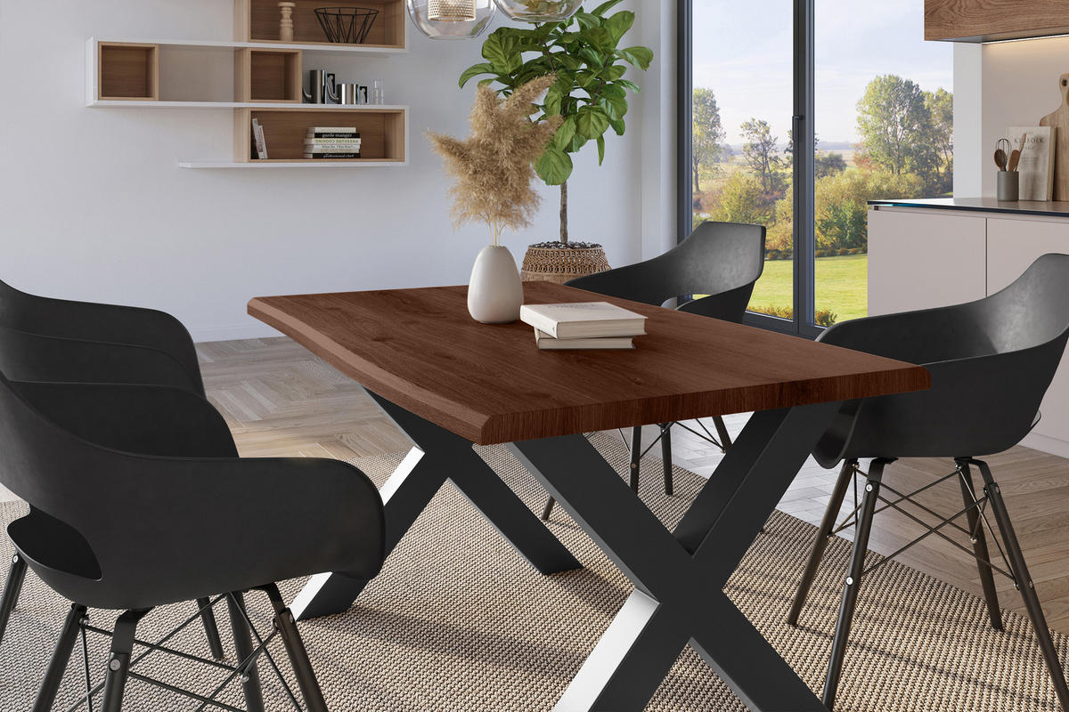 ESSTISCH JULIUS X - Nussbaumfarben/Schwarz, Holz (80/140/77cm) - SAM