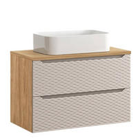 WASCHTISCHKOMBI 90cm 3 Teile - Ocean Beige O BM441 in Beige / Geölter Eiche - Beige, Holz/Keramik (90/57/46cm)