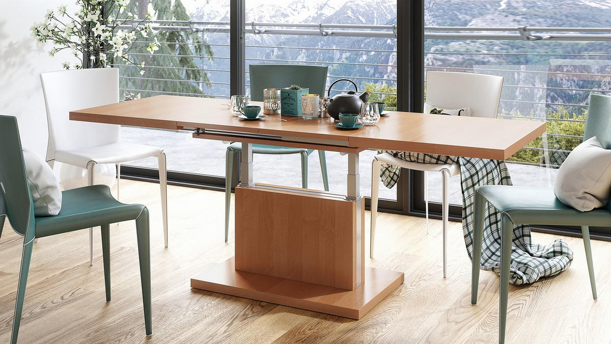 COUCHTISCH rechteckig Erle ausziehbar höhenverstellbar - Erlefarben, Holzwerkstoff (80/120/56cm) - designimpex