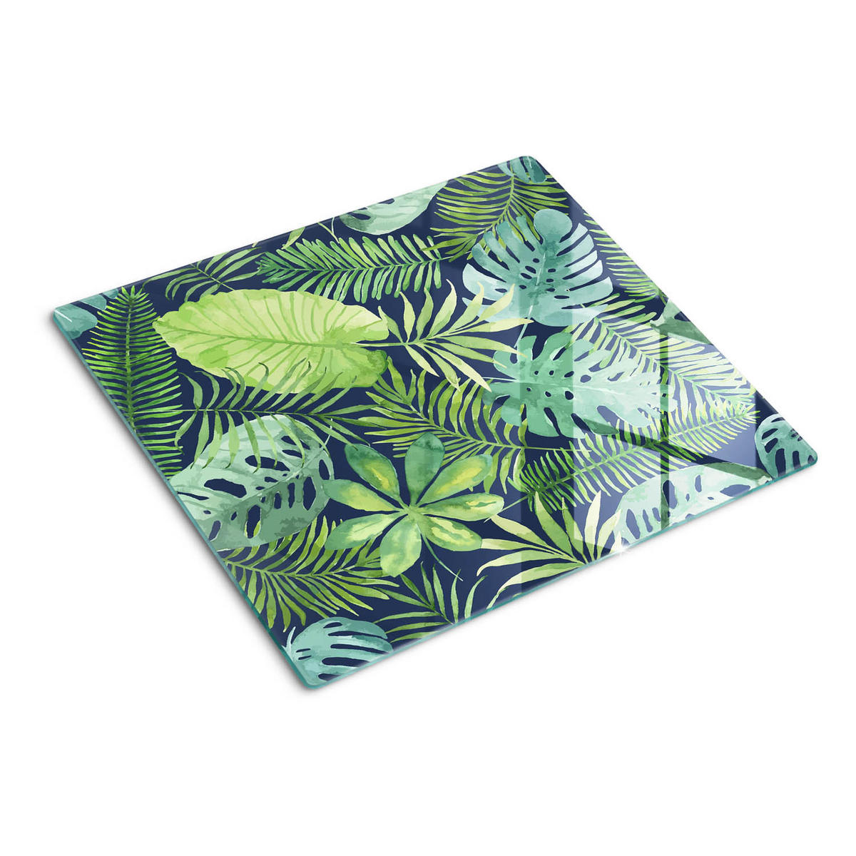 GLASPLATTE 60x52 cm Tropische Blätter - Grün, Glas (60/0.4/52cm) - TULUP