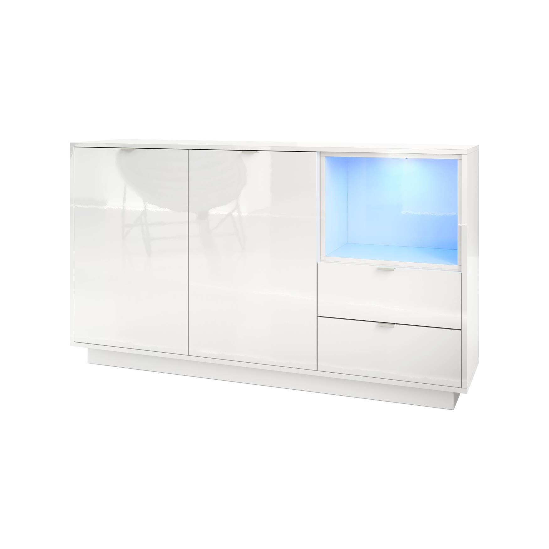 Vladon Sideboard Weiß Hochglanz 153x88x38 cm