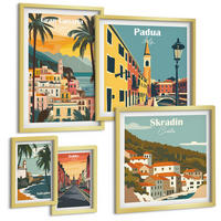 BILDER SET 5er Set - 50x50 cm & 20x30 cm & 40x60 cm Goldrahmen - Retro-Stadtansichten Sedona Sintra - Goldfarben, Kunststoff (40/60cm) - TULUP