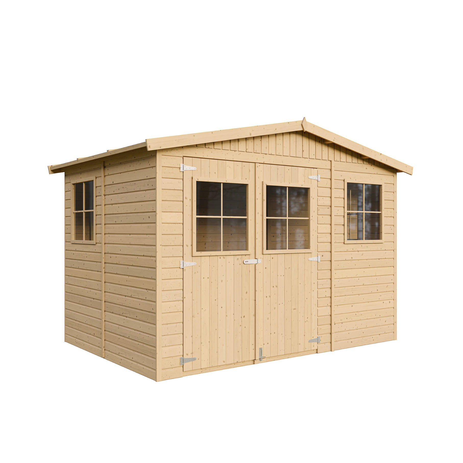 M334 GARTENHAUS HOLZ mit Fenstern - H226x324x216 cm/6 m² - Beige, Holz (324/226/199cm) - Timbela