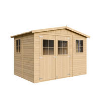 M334 GARTENHAUS HOLZ mit Fenstern - H226x324x216 cm/6 m² - Beige, Holz (324/226/199cm) - Timbela
