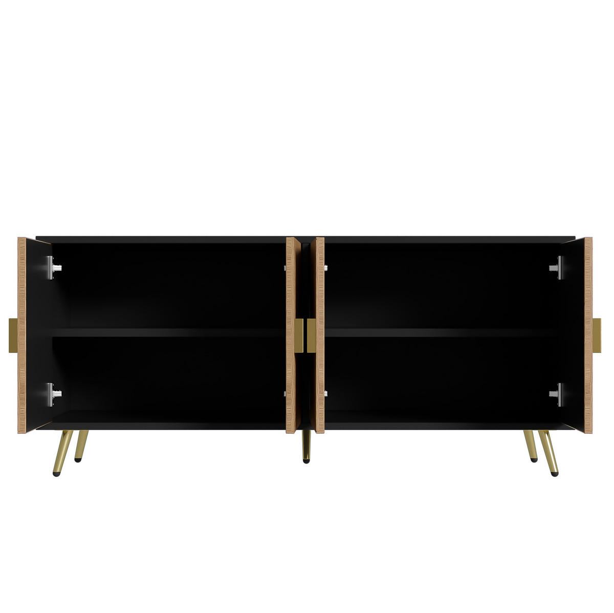 SIDEBOARD 160/40/75 cm Schwarz/Holzfarben aus MDF und Holzwerkstoff mit Soft-Close-Scharnieren - Schwarz, Holzwerkstoff (40/75/160cm) - OKMYHOME