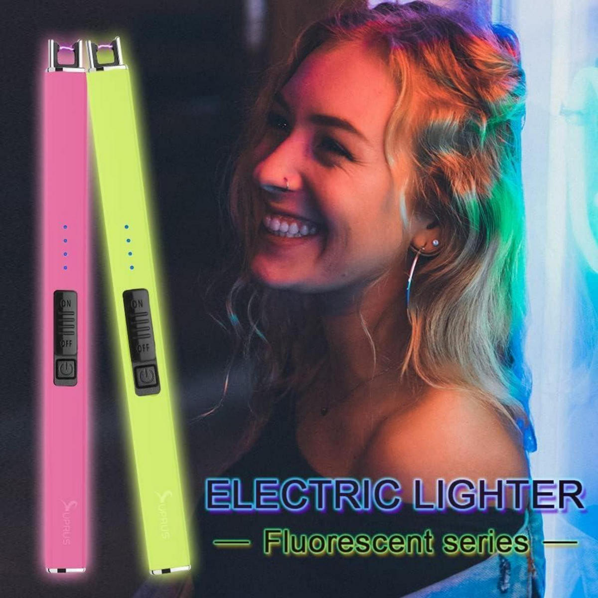 ELEKTRISCHES Feuerzeug Rosa Wiederaufladbar USB Plasma Winddicht - Pink, Kunststoff (4.1/1.4/19.2cm)