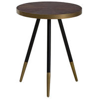 BEISTELLTISCH dunkler Holzfarbton/gold 44 cm Ramona - Dunkelbraun/Goldfarben, Holzwerkstoff (44/44/55cm) - Beliani