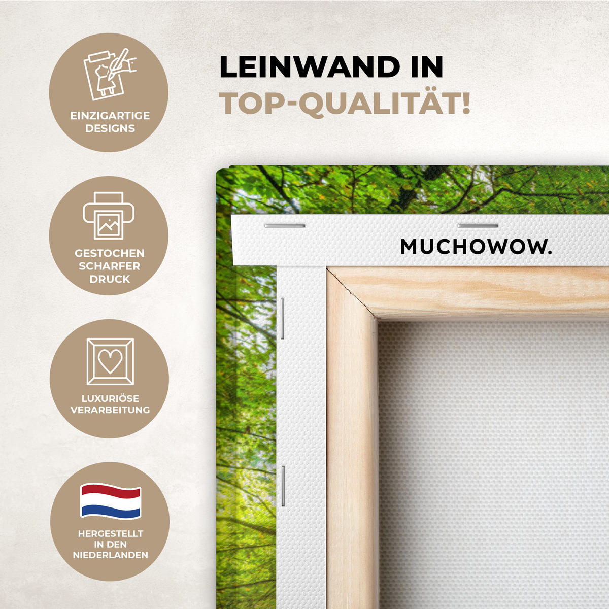 LEINWANDBILD Wald - Landschaft - Wasser - Bäume - Sonne - Grün - Natur Groß 140x90 cm - Grün, Textil (140/90cm) - MuchoWow