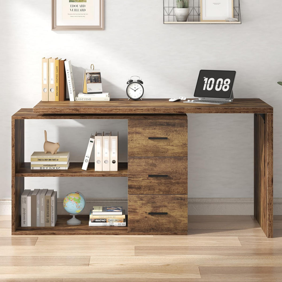 SCHREIBTISCH mit Schubladen flexibel 140 x 50 x 76 cm - Alteiche, Holzwerkstoff/Metall (50/140/76cm) - Quality Elegance