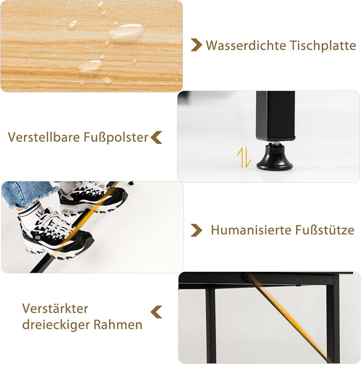DATORBORD Natur - Naturfärgad, Träbaserade material (138/138/75cm) - COSTWAY