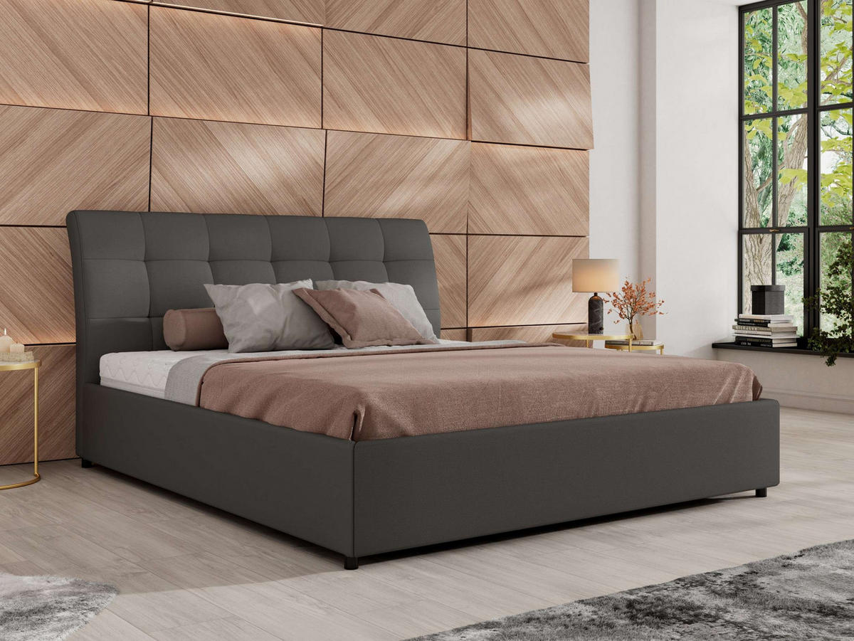 POLSTERBETT GALA CLASSIC 160/200 - Grau Kunstleder - Pocket-Matratze - Grau, Textil (160/200cm) - MKS