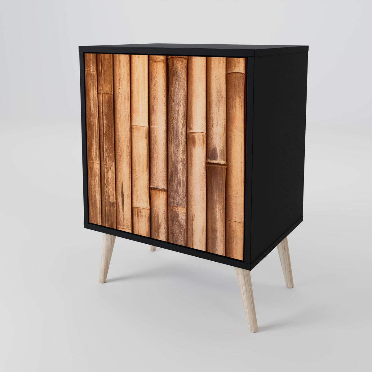 SIDEBOARD NATURAL WOOD, Schwarz, 57,5x42x67,5 cm, Schwarze Metall-Rahmenfüße - Multicolor/Schwarz, Holzwerkstoff/Metall (57.5/67.5/42cm) - SpaceRebels