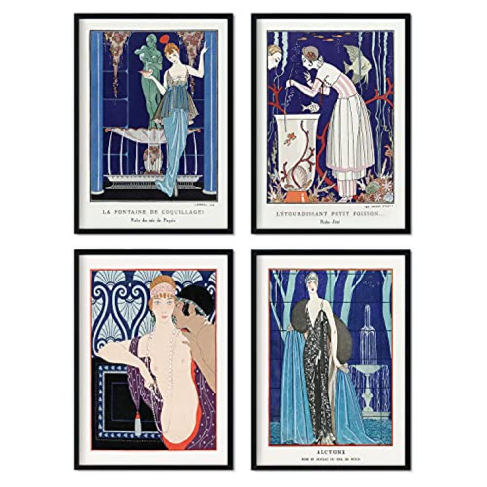 POSTER Set mit 4 Blau Töne vom Künstler George Barbier A3 Rahmenlos - Klar, Papier (29.7/3cm) - Nacnic