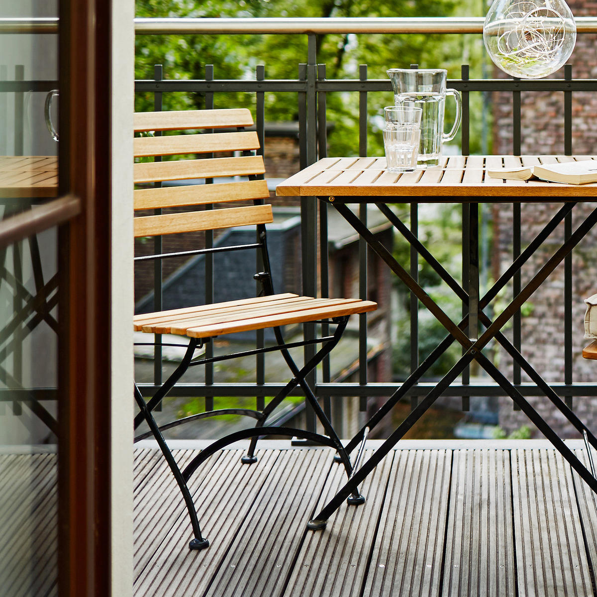 GARTENMÖBEL-SET (3-teilig) Parklife - Schwarz, Holz/Metall - BUTLERS