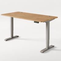 SCHREIBTISCH Elektrisch Höhenverstellbarer HomePro 160x80cm Grau/Massive Eiche mit Memory-Funktion, Anti-Kollisions Technologie - Eichefarben/Grau, Holz (80/160/63.5cm) - Desktronic