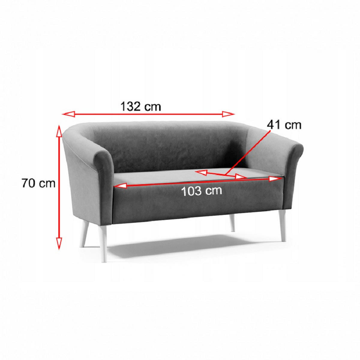 SOFA Pero Schwarz, Buchenholz Beine, Sofa im skandinavischen Stil - Buchefarben/Schwarz, Holzwerkstoff (132/70/57cm) - Bettso