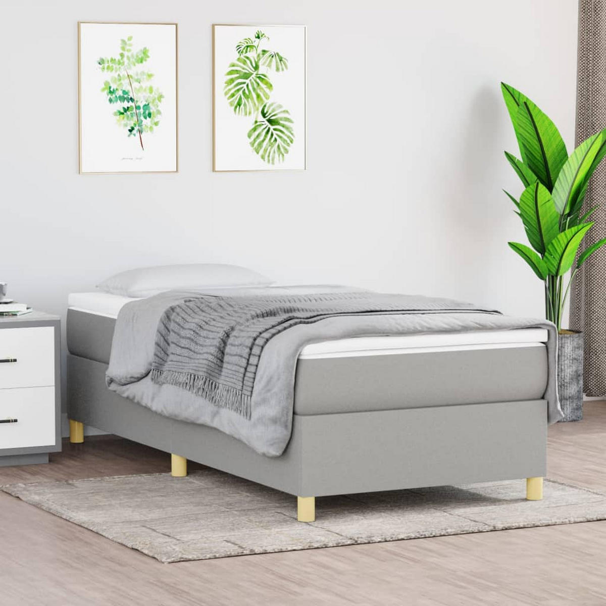 BOXSPRINGBETTGESTELL Hellgrau 100/200 Cm Stoff - Hellgrau, Textil (100/200cm) - vidaXL