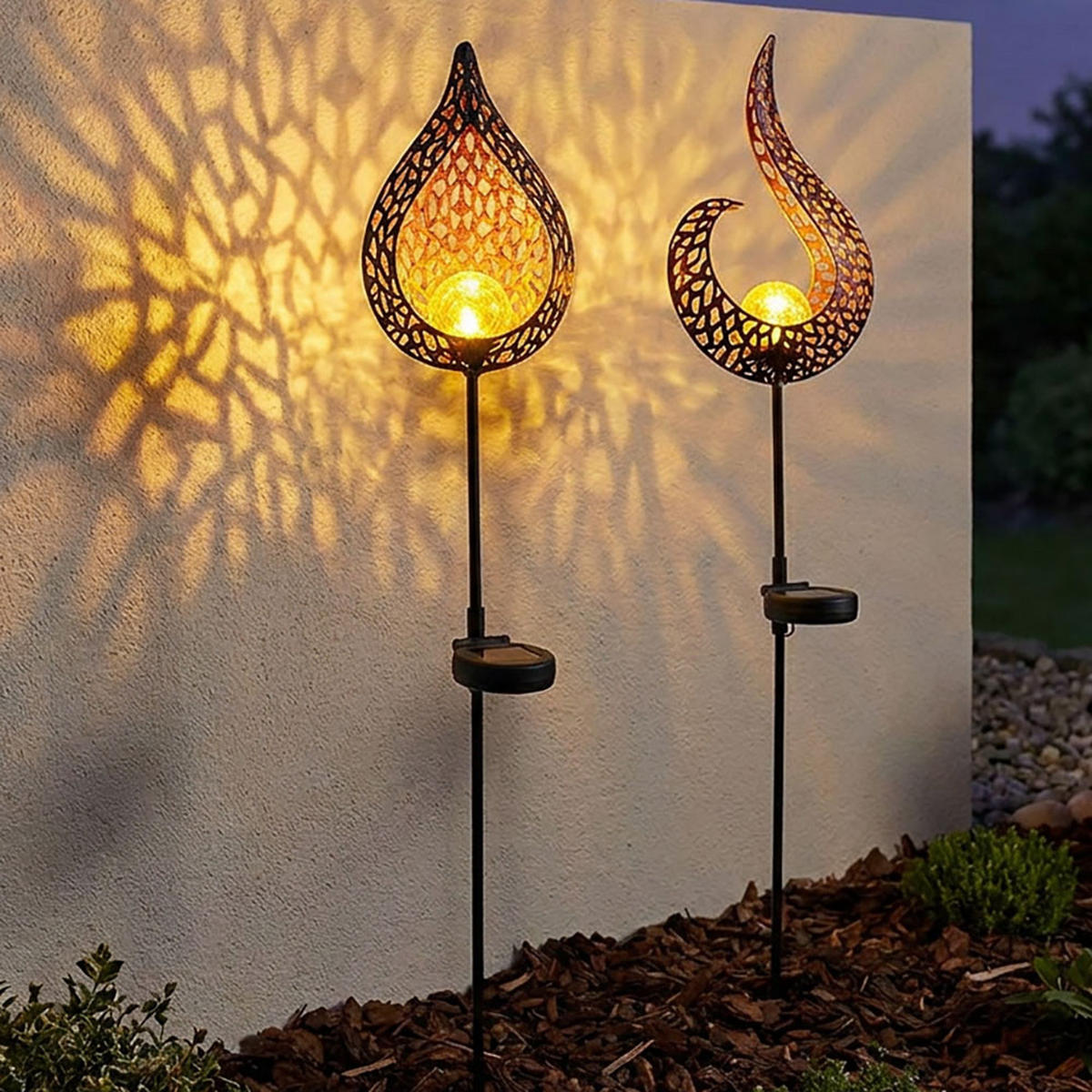 LED AUSSENLEUCHTE Schwarz Metall 2er Set - Multicolor, Glas (16/7/90cm) - Globo Lighting