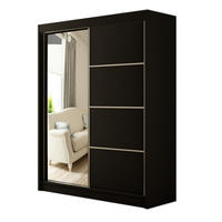 SCHWEBETÜRENSCHRANK Padwa 120 cm mit Spiegel 2-türig, schwarz - Schwarz, Kunststoff (120/215/61cm) - Margaret Hadas24