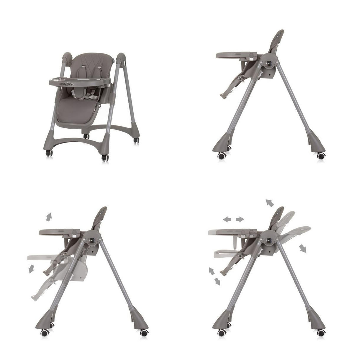 HOCHSTUHL Candy Shop grau 4 Räder, verstellbar, Fußstütze, faltbar - Grau, Kunststoff (49/96/83cm) - Chipolino