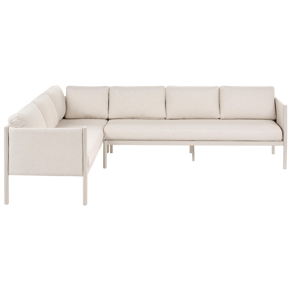 GARTEN Ecksofa mit Tisch 5-Sitzer Metall Hellbeige rechtsseitig Tonara - Beige, Metall - Beliani